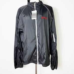 Fossa Black Windbreaker Jacket with red embroidered Netflix logo men’s sz 4XL